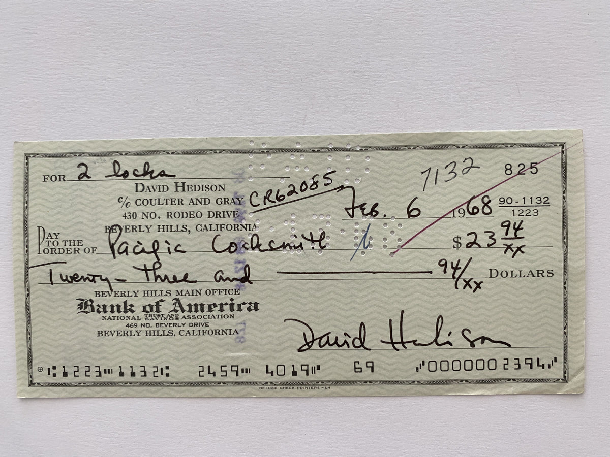 David Hedison signed check