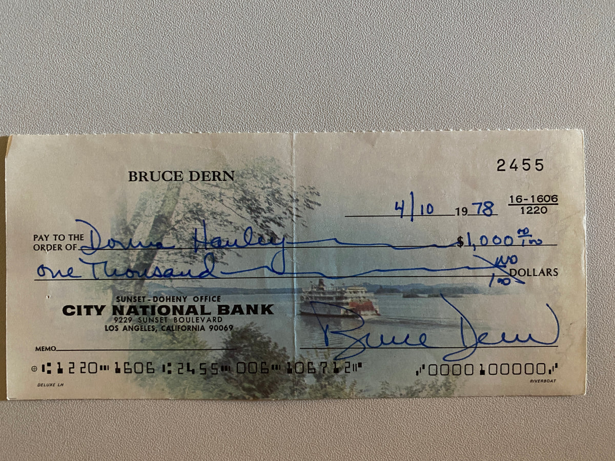 Bruce Dern signed check