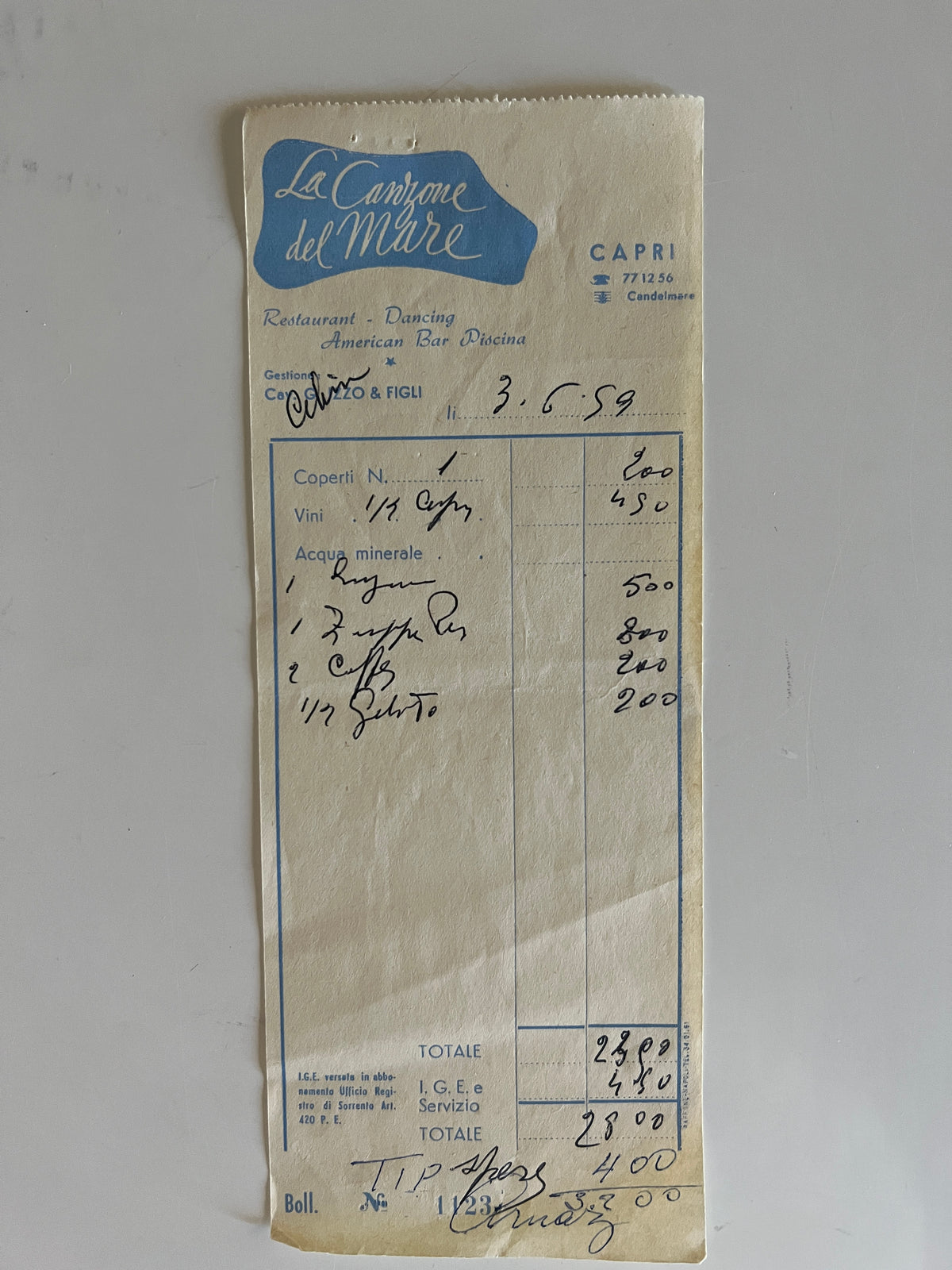 Desi Arnaz signed receipt