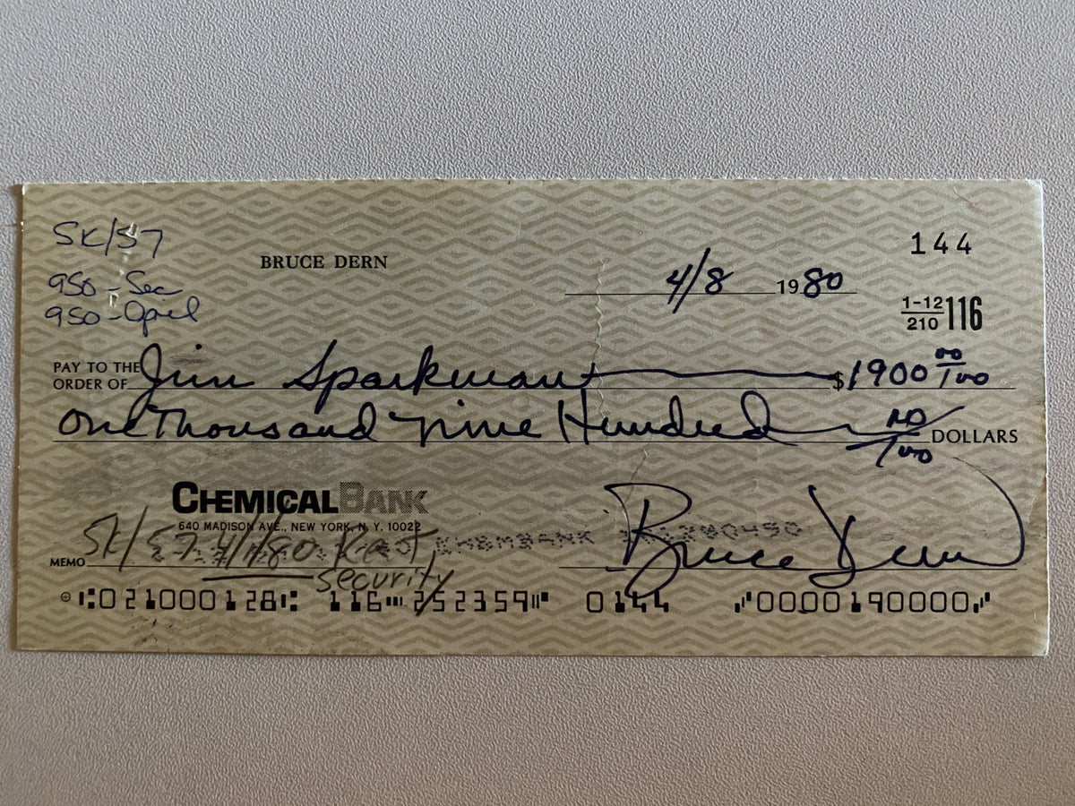 Bruce Dern signed check