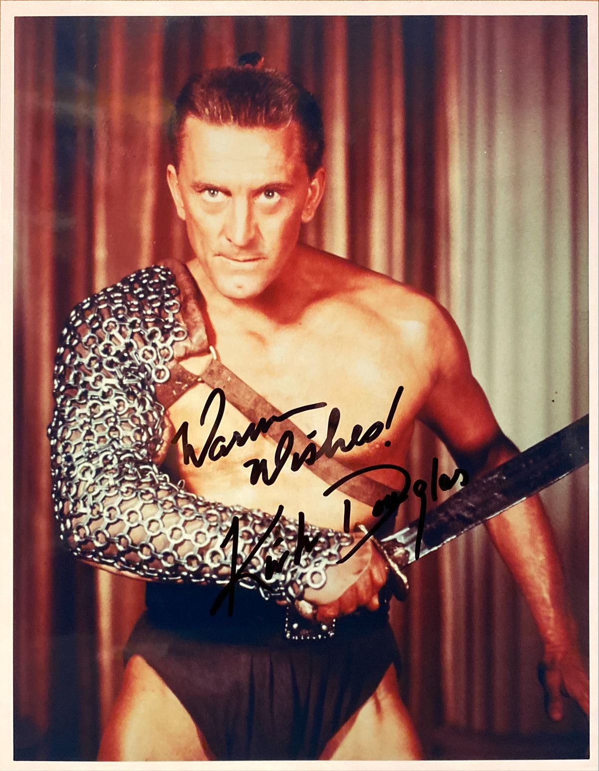 Kirk Douglas signed "Spartacus" movie photo