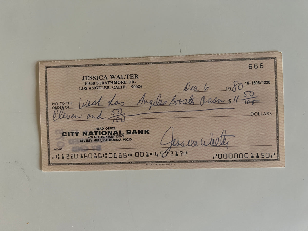 Jessica Walter signed check