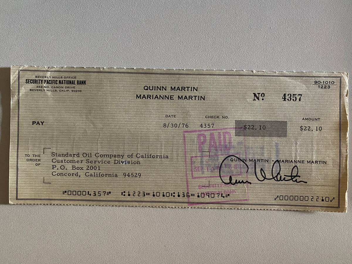 Quinn Martin signed check