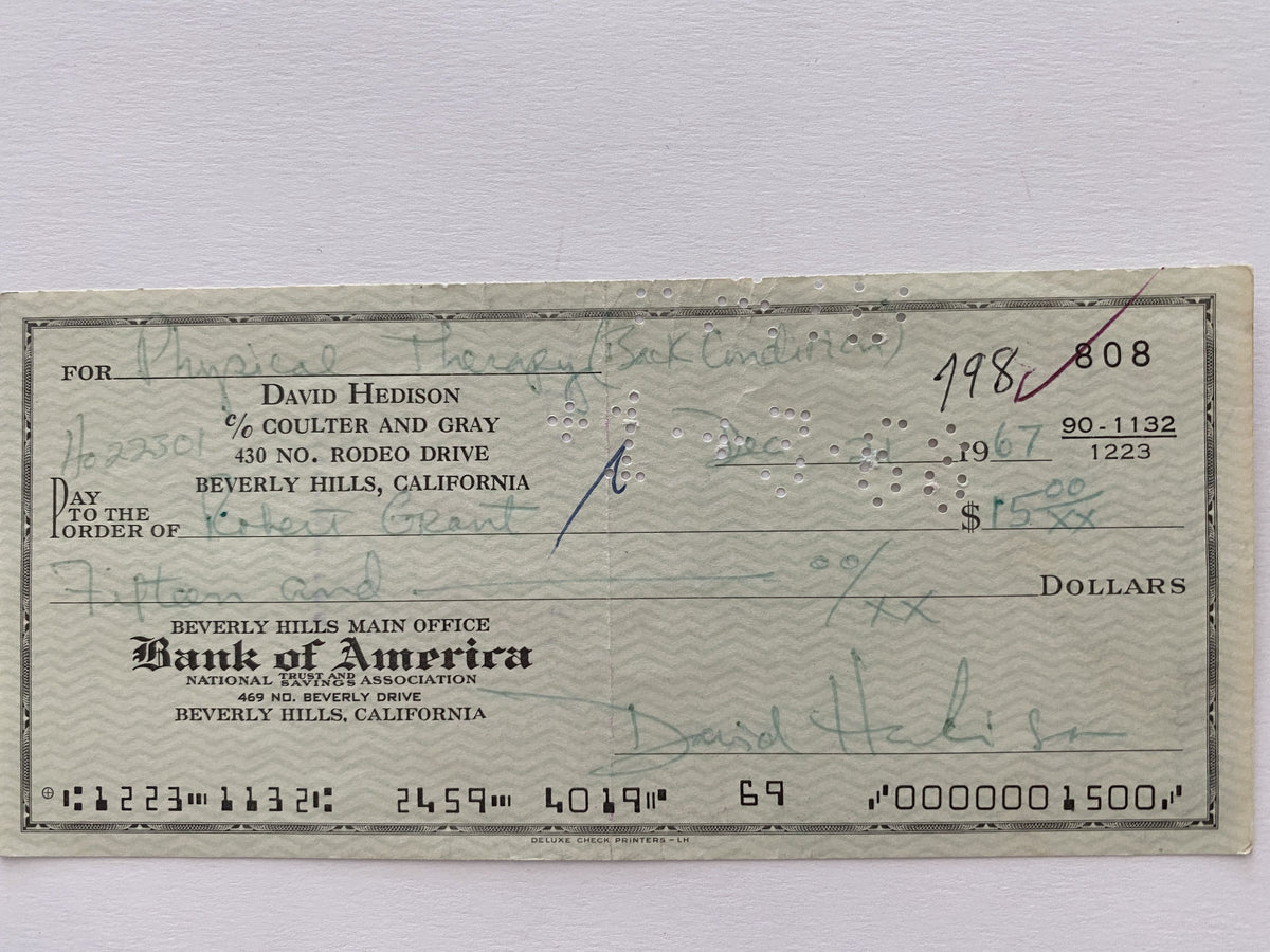 David Hedison signed check