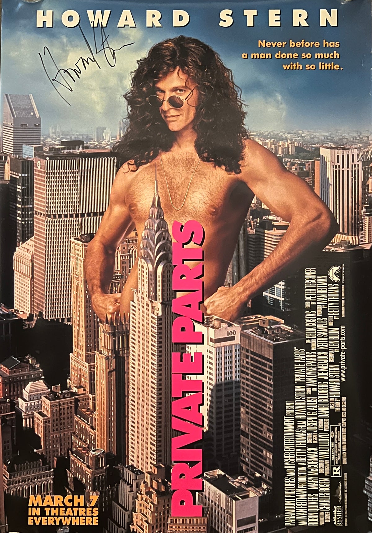 Howard Stern signed original 1997 Private Parts movie poster.
