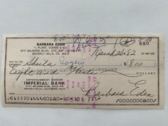 Barbara Eden signed check