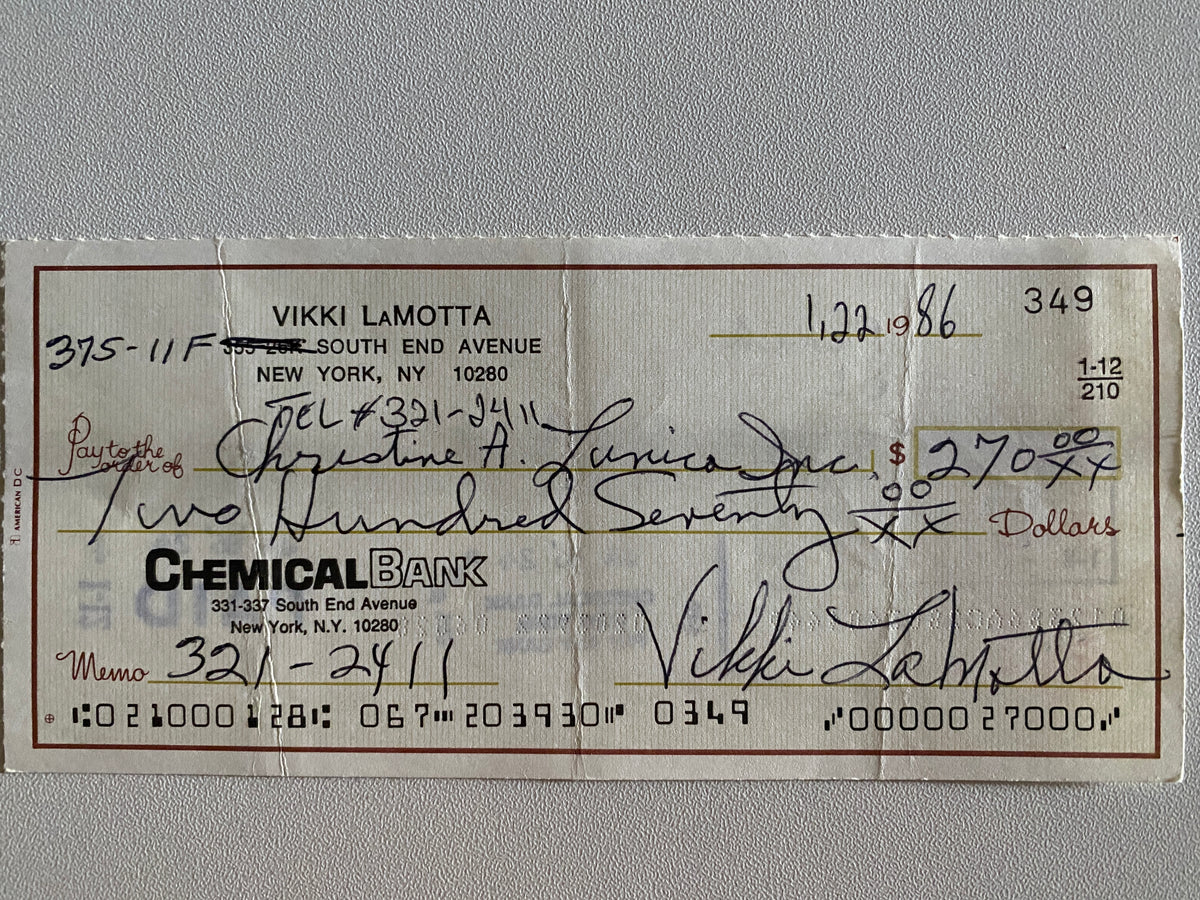 Vikki LaMotta signed check