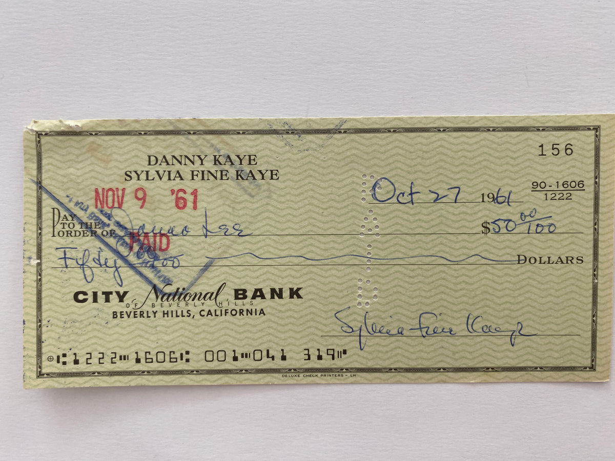 Sylvia Fine Kaye signed check