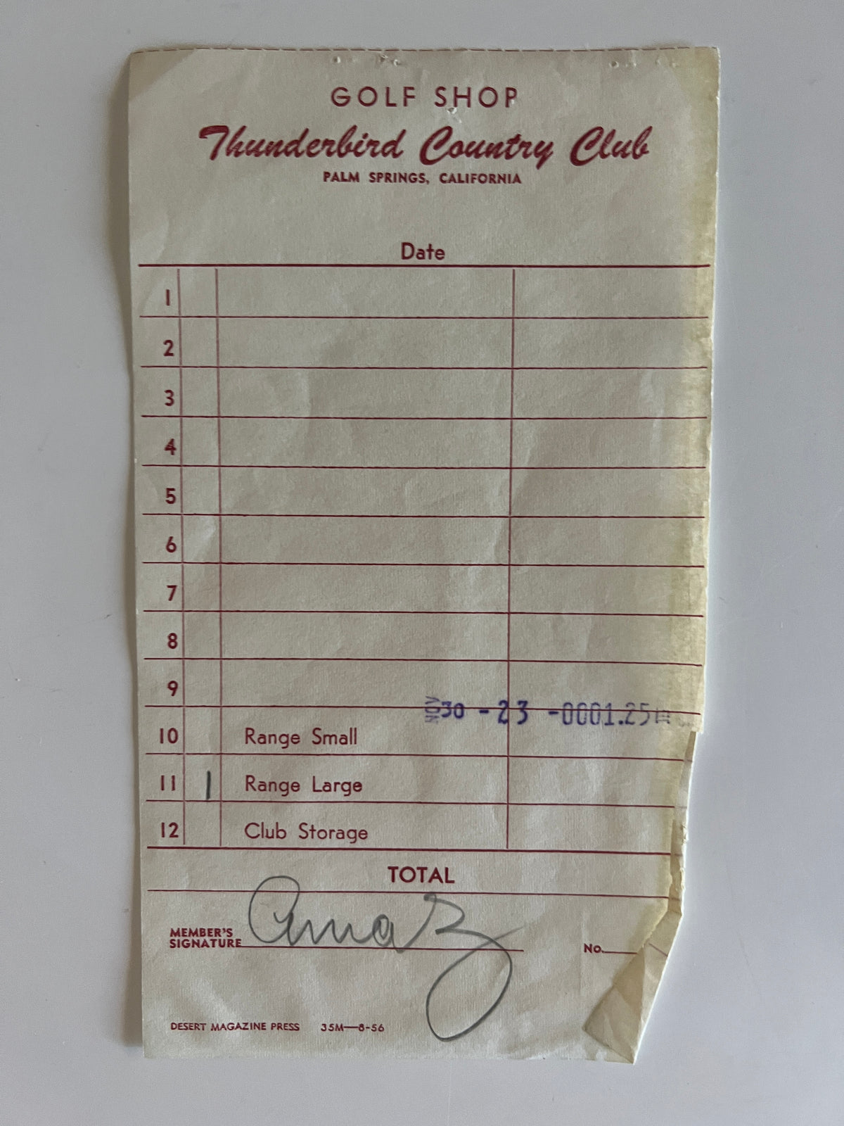 Desi Arnaz signed receipt
