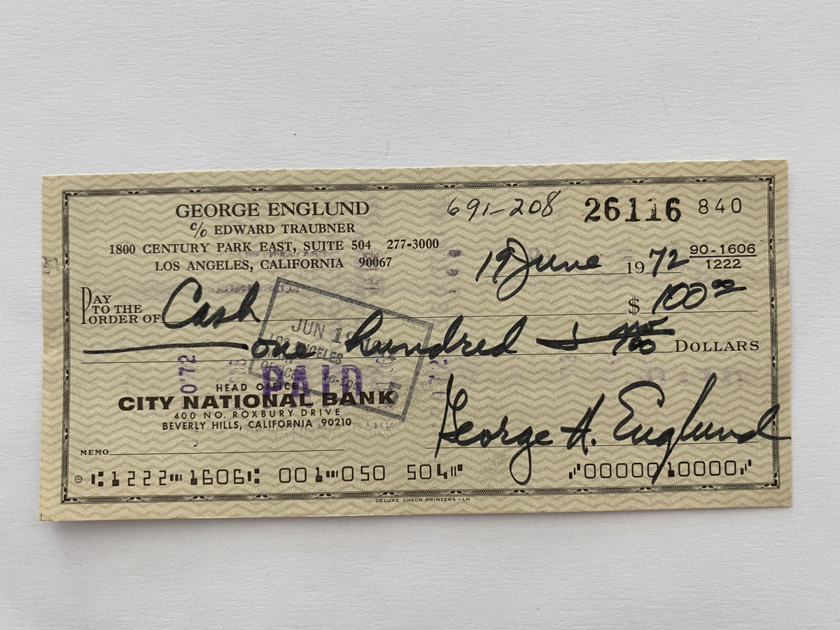 George Englund signed check