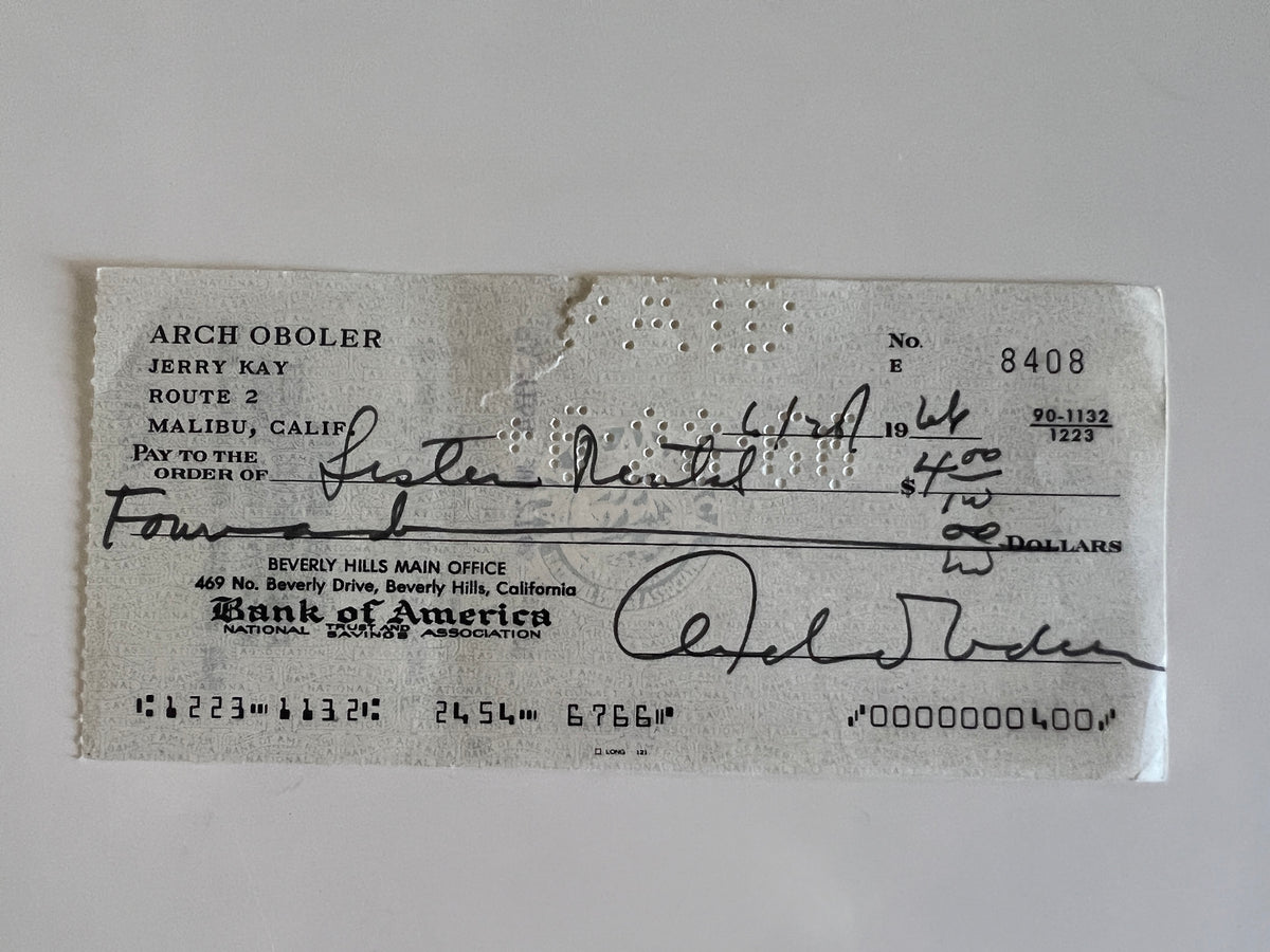 Arch Oboler signed check