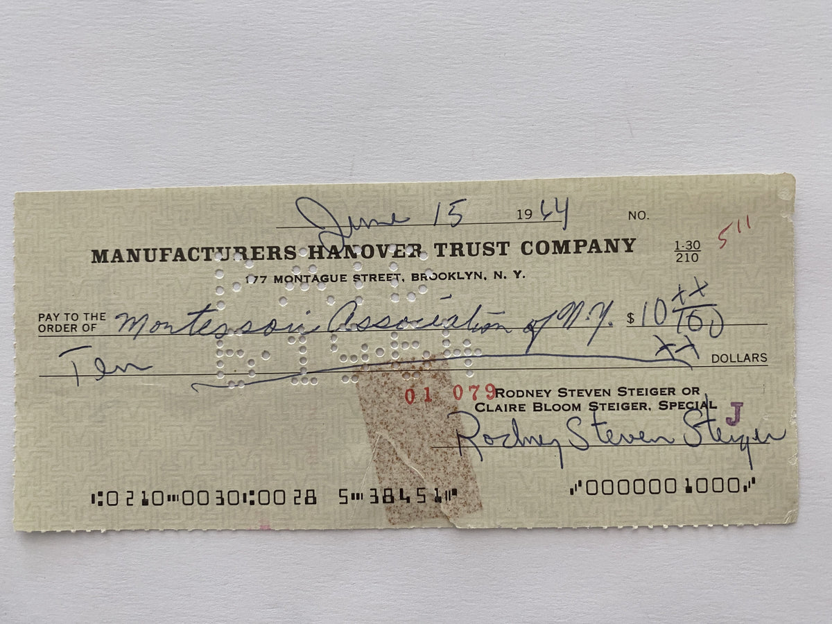 Rod Steiger signed check
