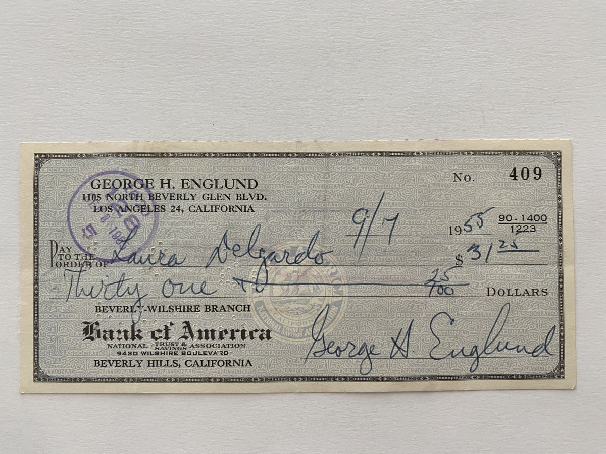 George Englund signed check