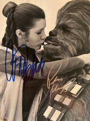 Star Wars Carrie Fisher, Peter Mayhew signed movie photo