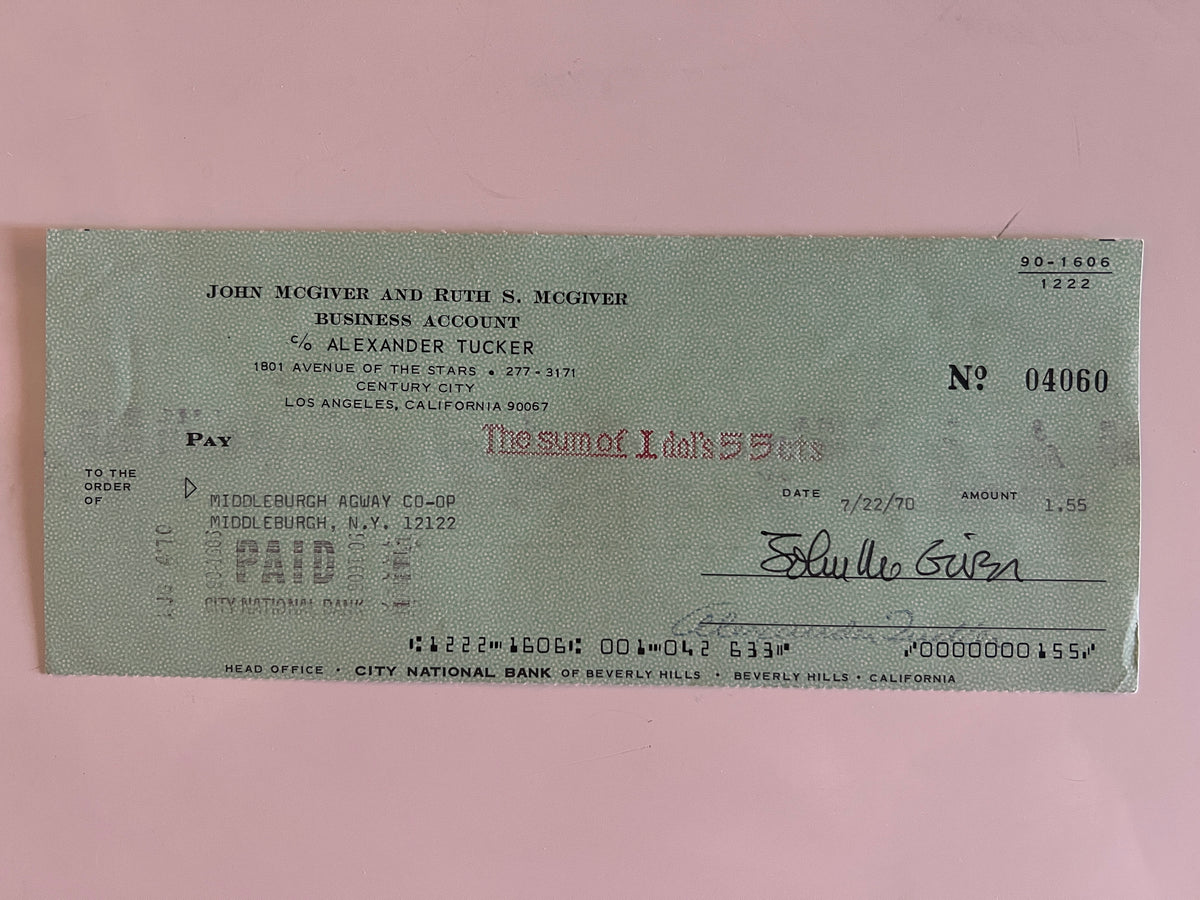 John McGivern signed check