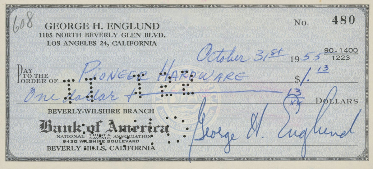 George Englund signed check