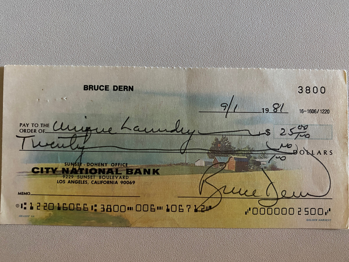 Bruce Dern signed check