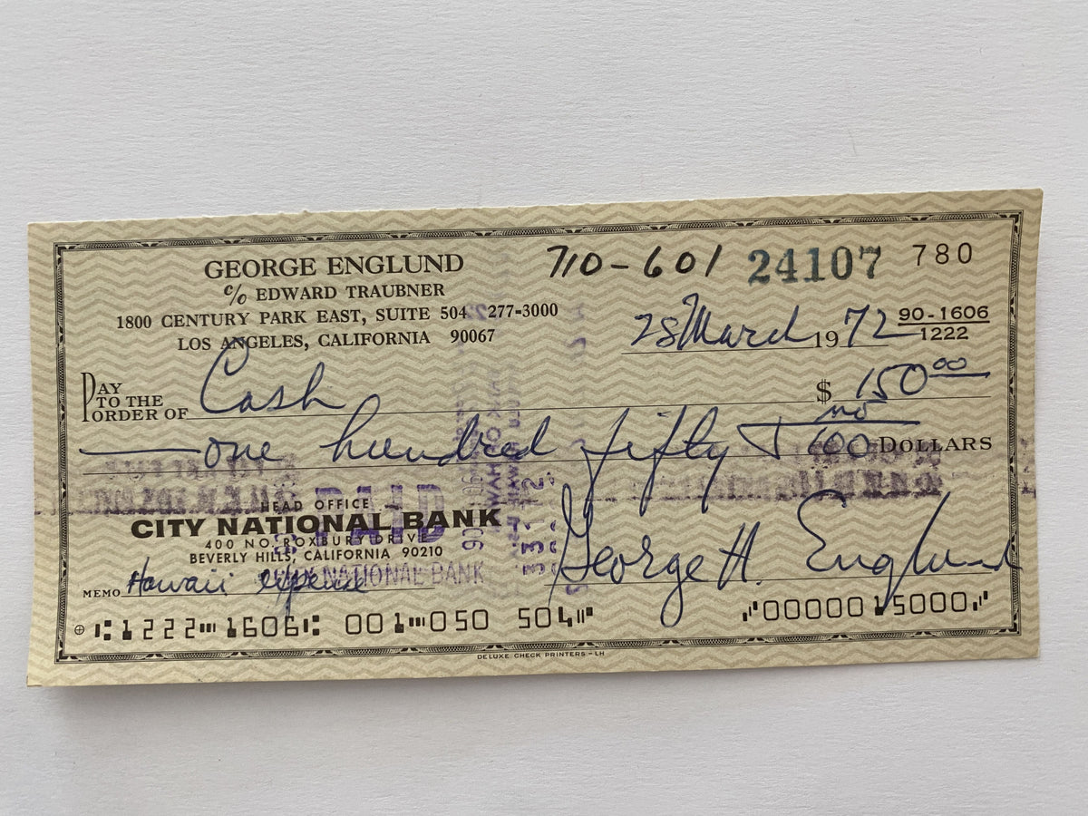 George Englund signed check
