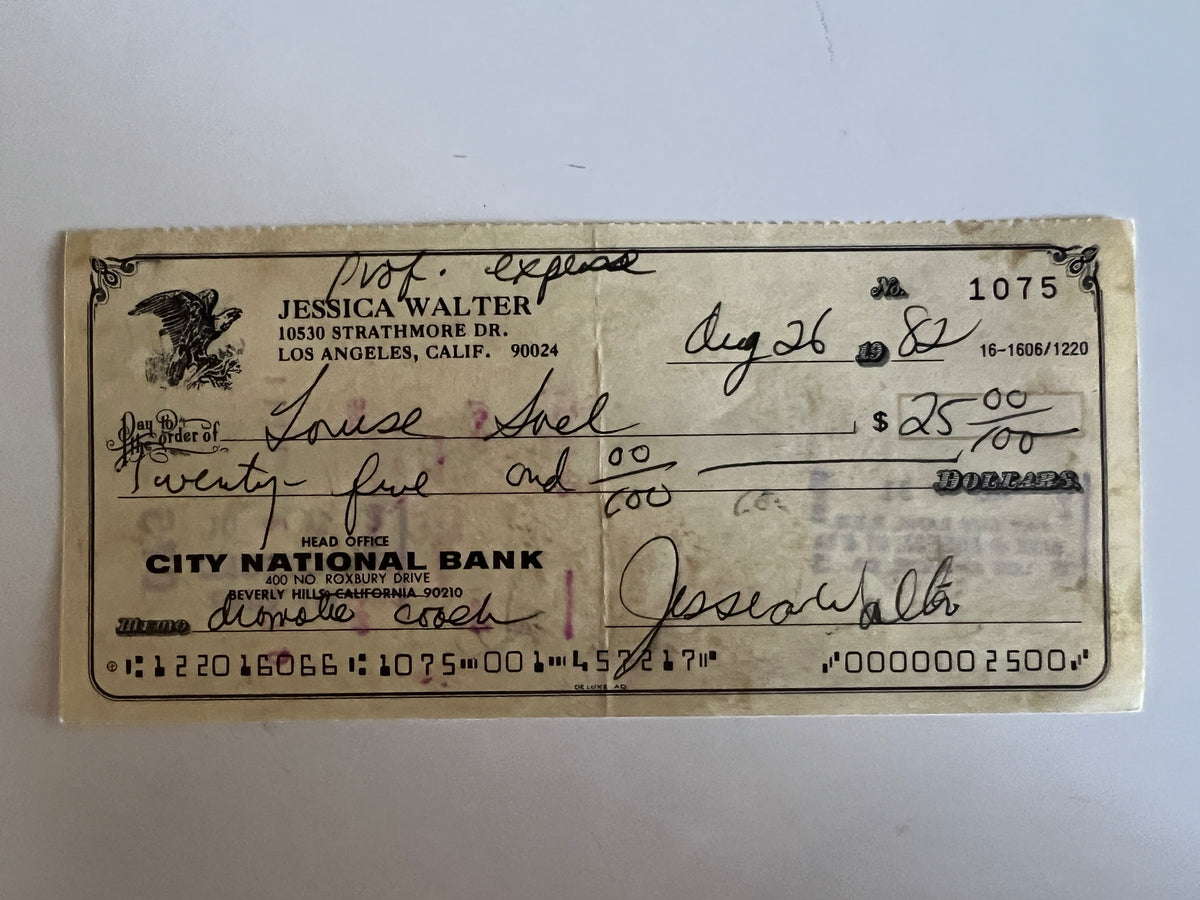 Jessica Walter signed check