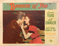 Loretta Young and Jeff Chandler "Because of You" original Lobby Card