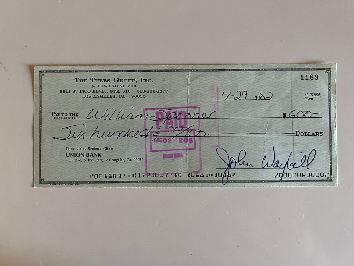 John Waybill signed check