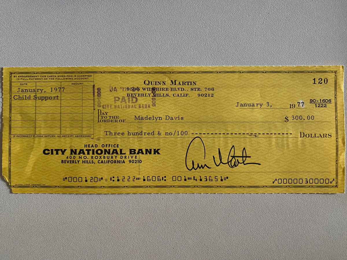 Quinn Martin signed check