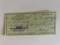 Gig Young signed check