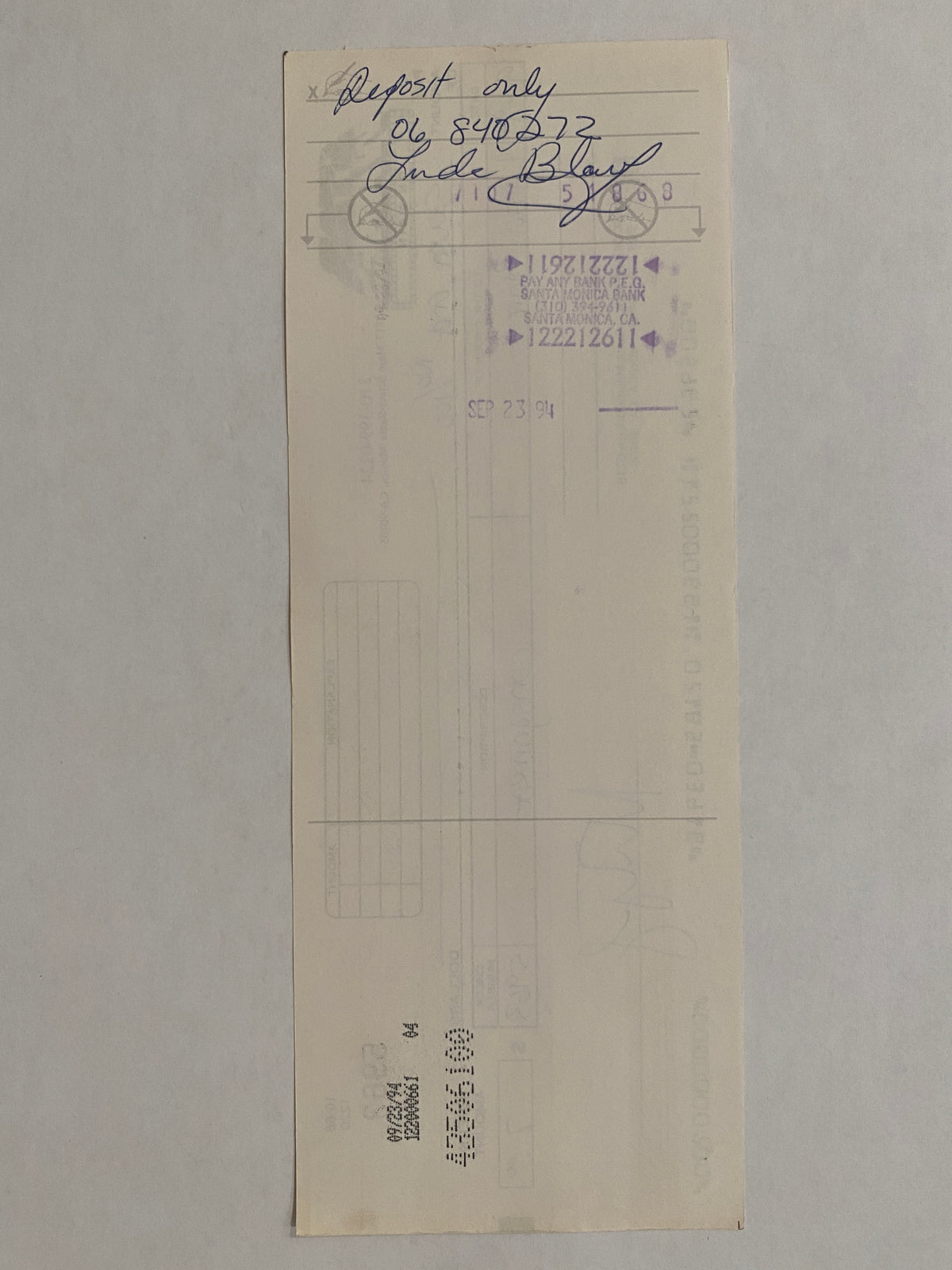 Linda Blair Star Wares consignment signed check