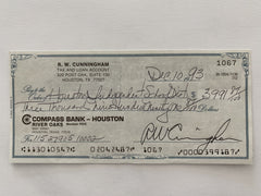 Walter Cunningham signed check