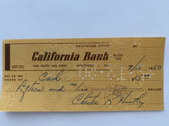 Chester Huntley signed check