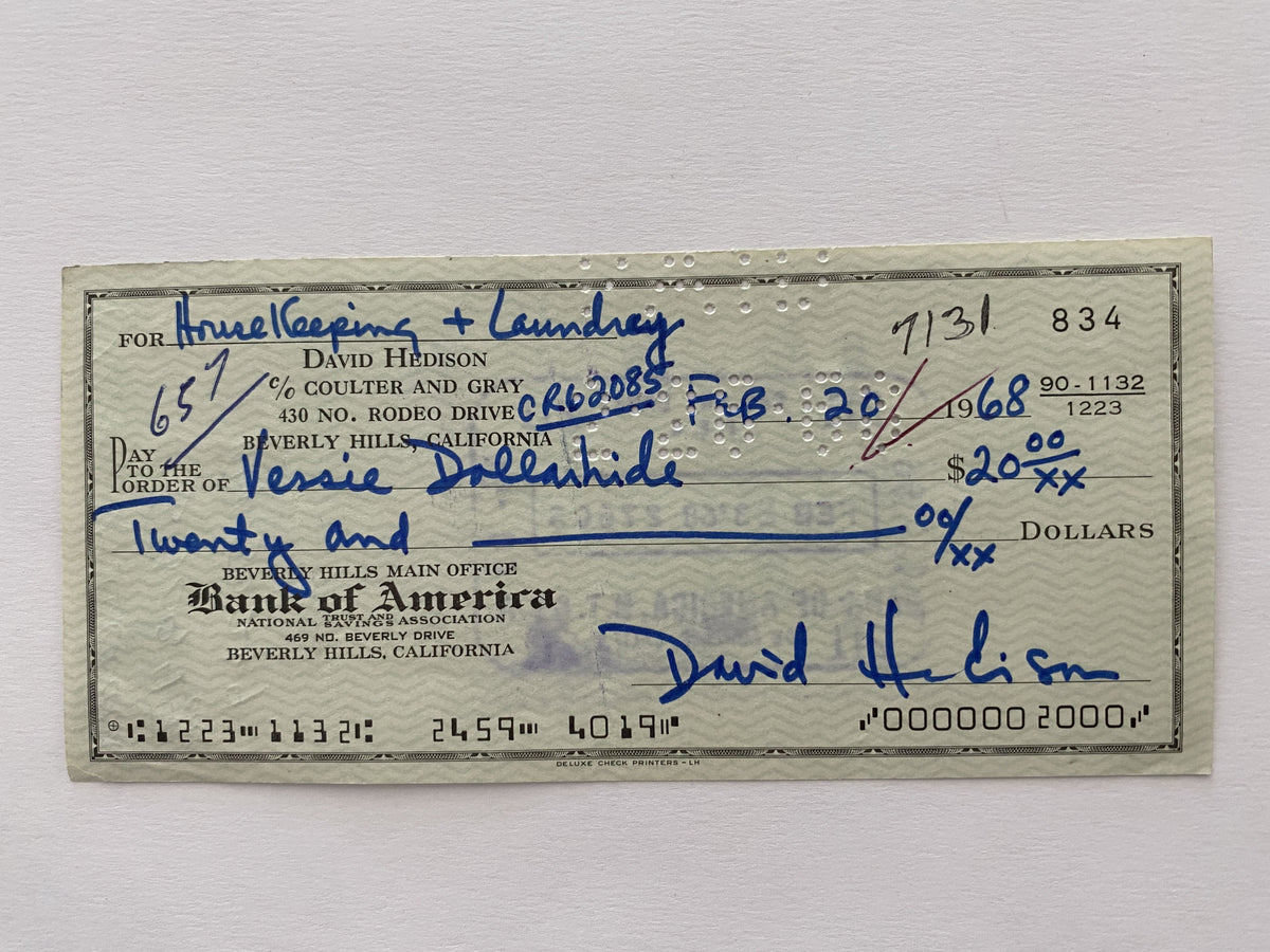 David Hedison signed check