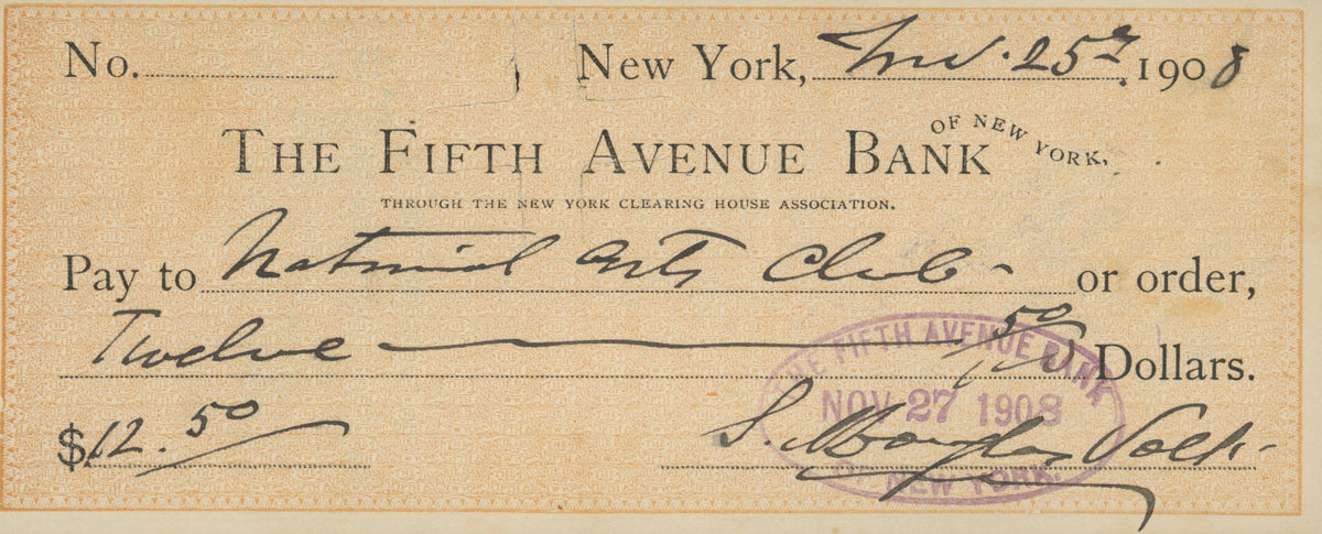 Douglas Volk  signed check
