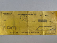 Bob Newhart signed check