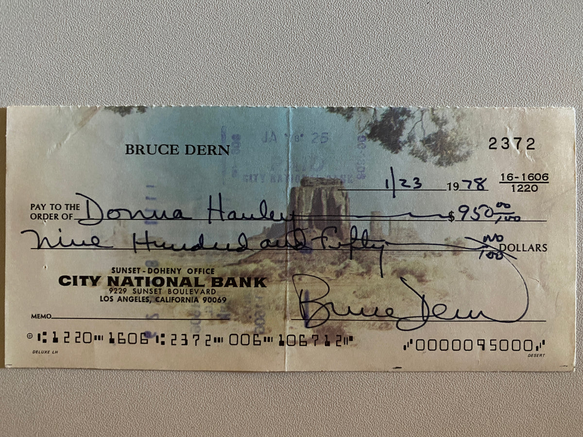 Bruce Dern signed check