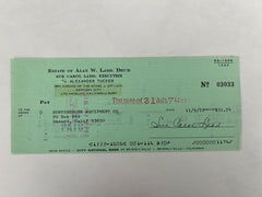 Sue Carol Ladd signed check
