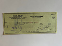 Dinah Shore signed check