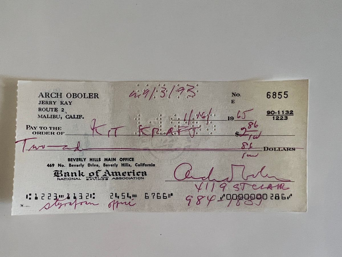 Arch Oboler signed check