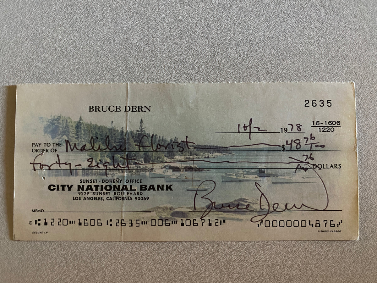 Bruce Dern signed check