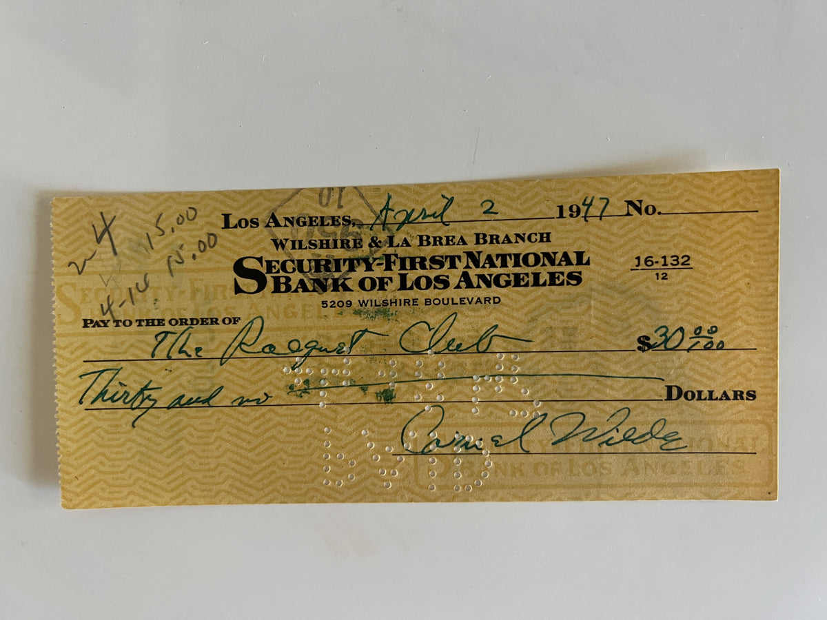 Cornel Wilde signed check