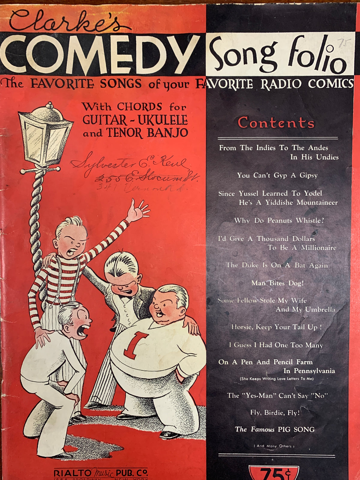 Comedy Song folio unsigned sheet music