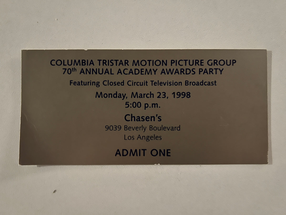 Original 1998 Admission Ticket to 70th Annual Academy Awards Party at Chasen's Restaurant
