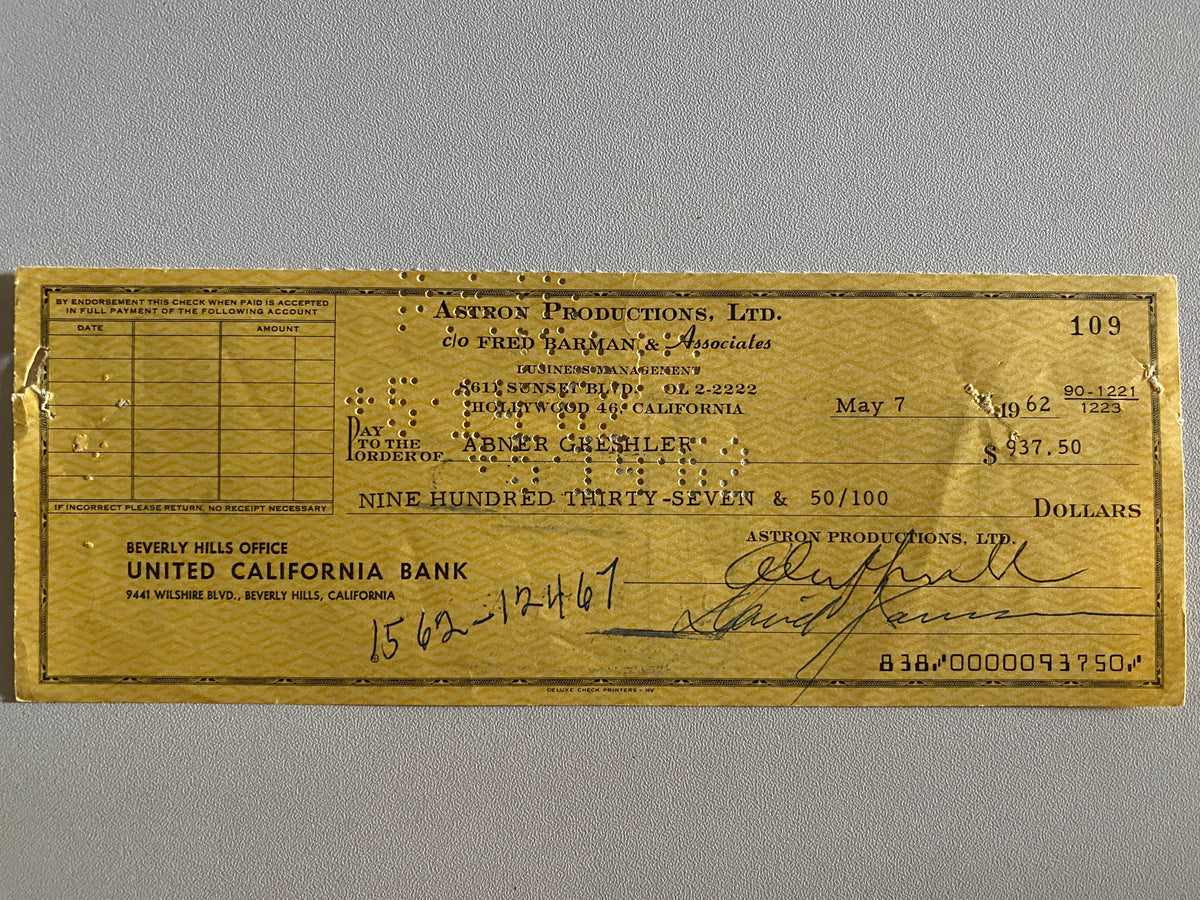 David Janssen signed check