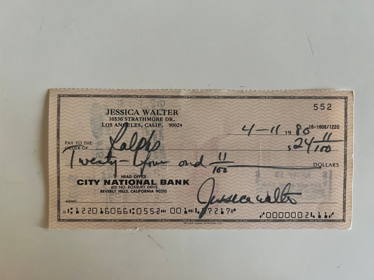 Jessica Walter signed check