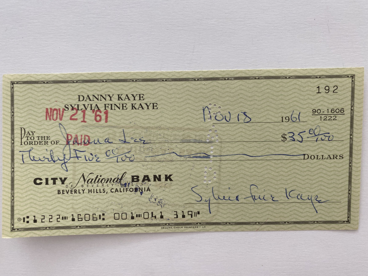 Sylvia Fine Kaye signed check