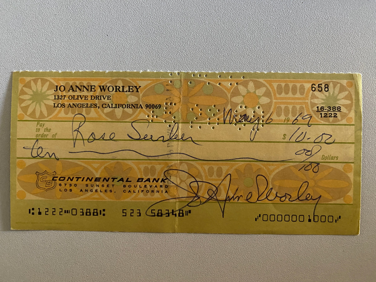 JoAnne  Worley signed check