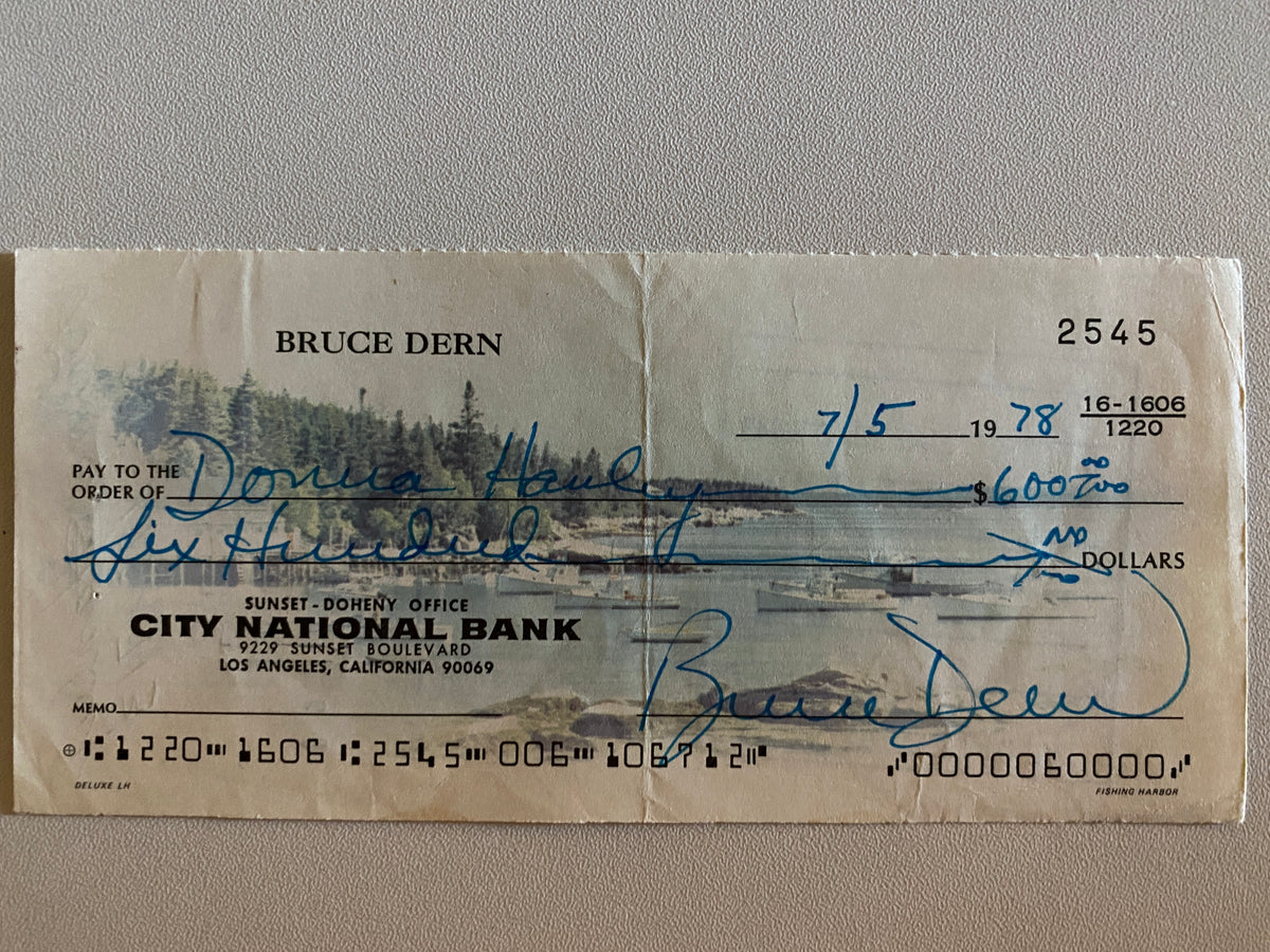 Bruce Dern signed check