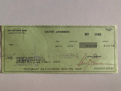 David Janssen signed check