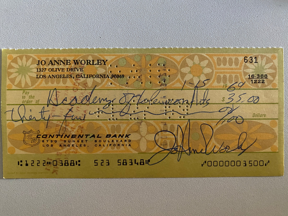 JoAnne  Worley signed check