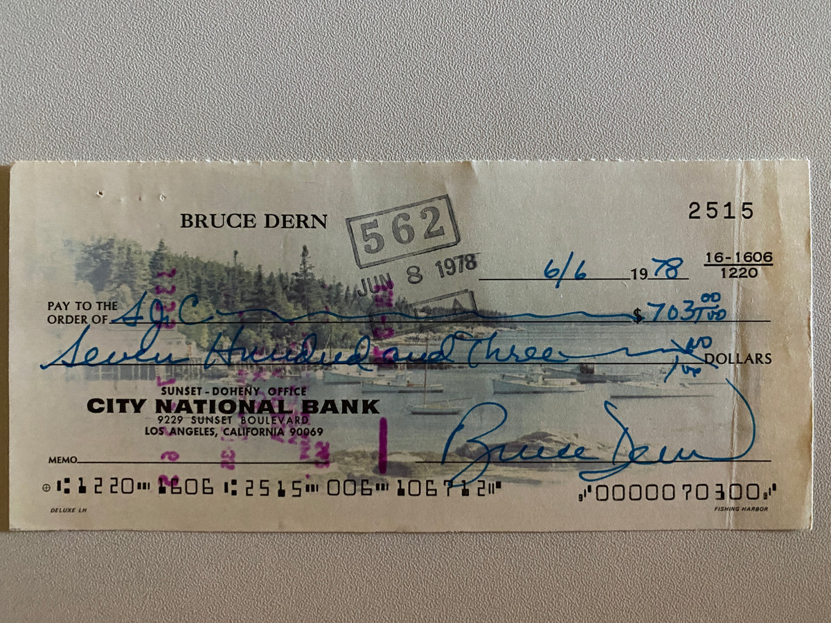 Bruce Dern signed check