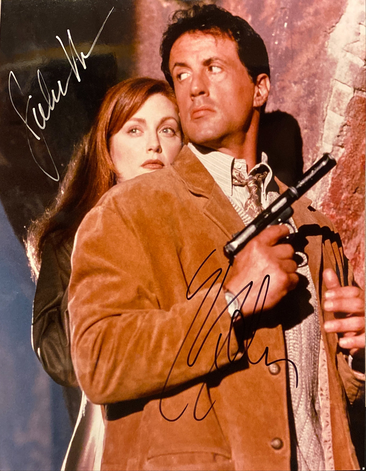 Sylvester Stallone and Julianne Moore signed "Assassins" movie photo